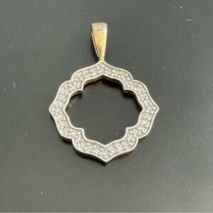 Vintage Gold Vermeil Diamond Studded Clover-Shaped Pendant